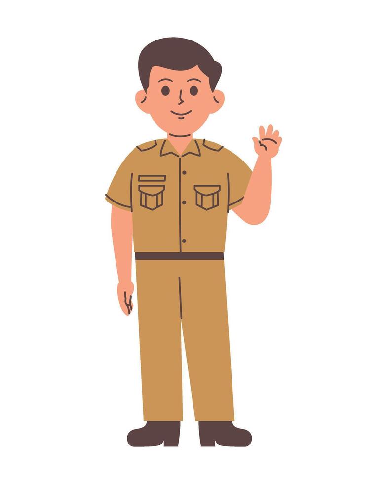 indonesio masculino Servicio servidor personaje vector