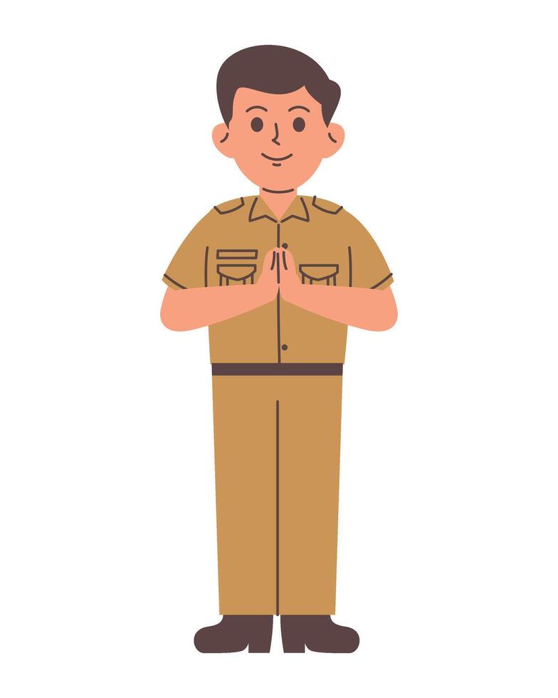 indonesio masculino Servicio servidor personaje vector