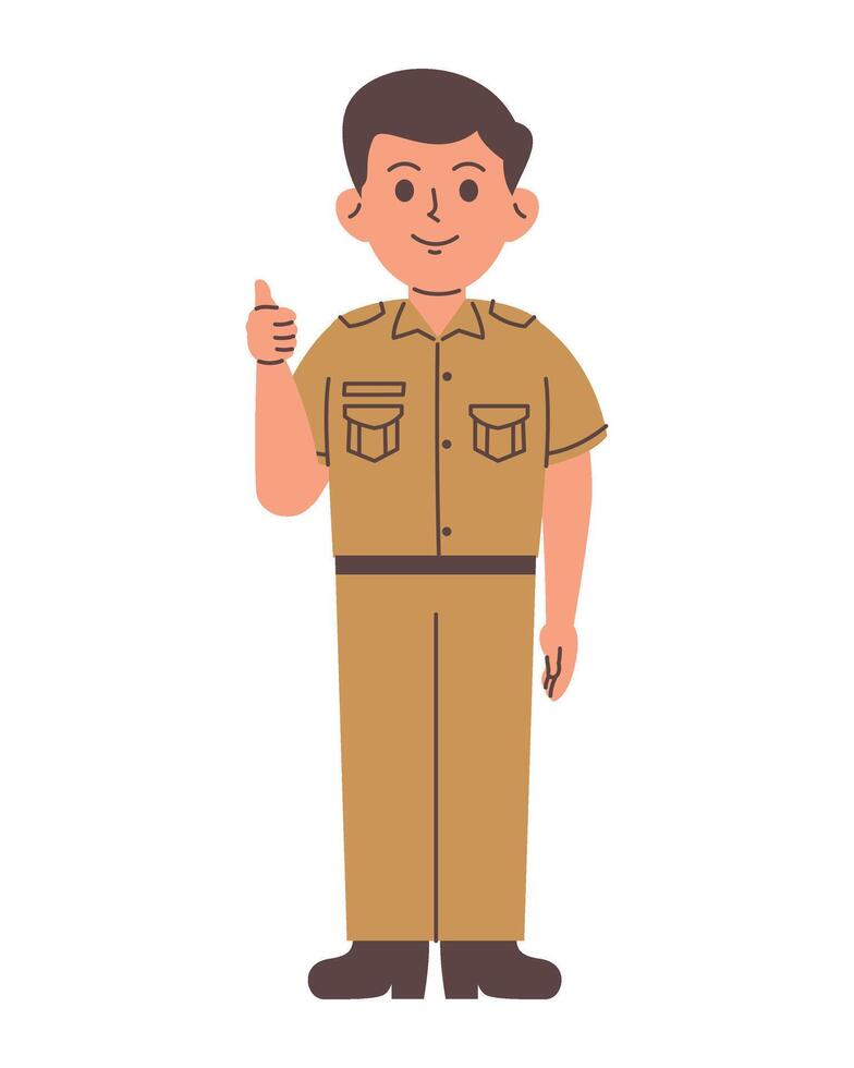 Indonesian male service servant character vector