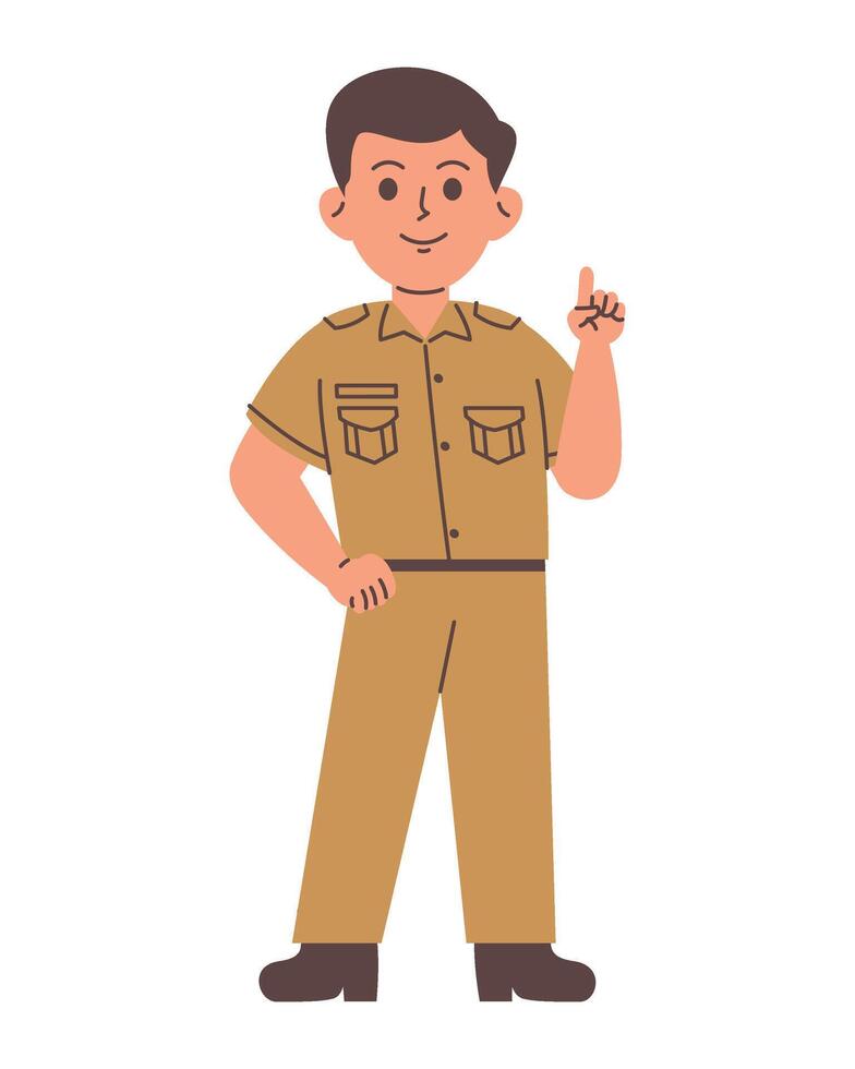 Indonesian male service servant character vector