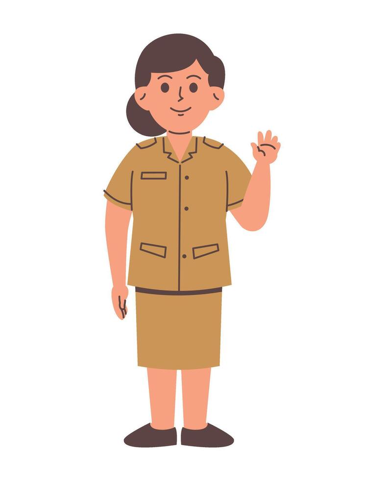 indonesio hembra Servicio servidor personaje vector