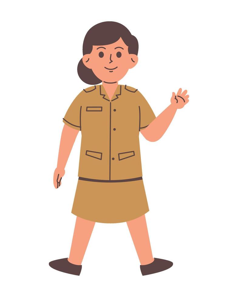 indonesio hembra Servicio servidor personaje vector