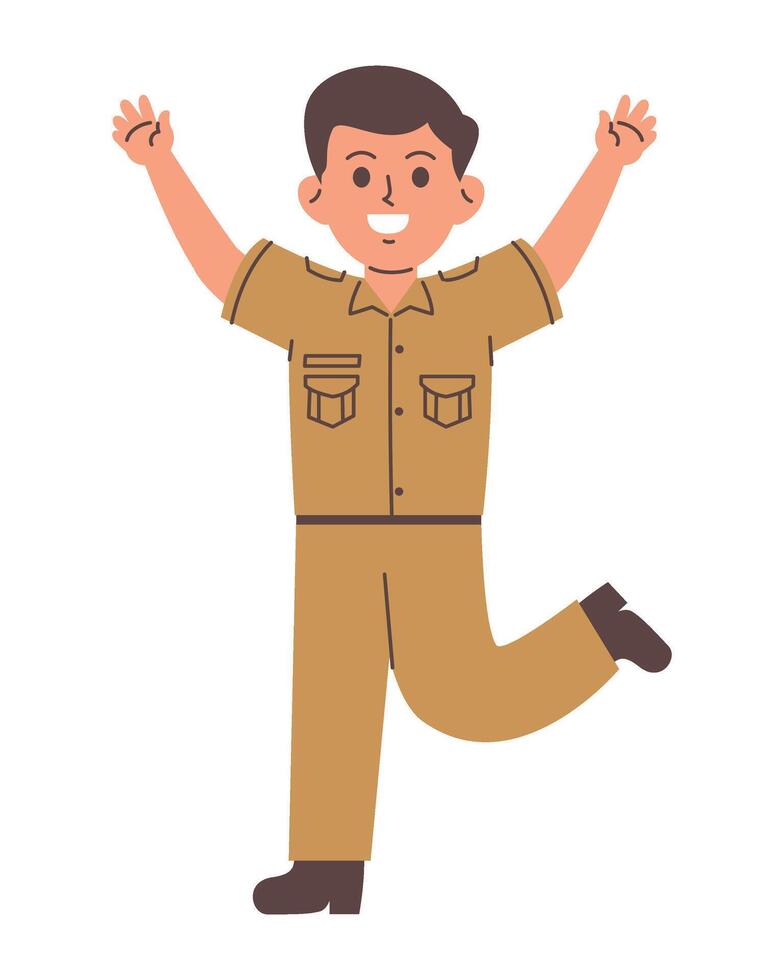 indonesio masculino Servicio servidor personaje vector