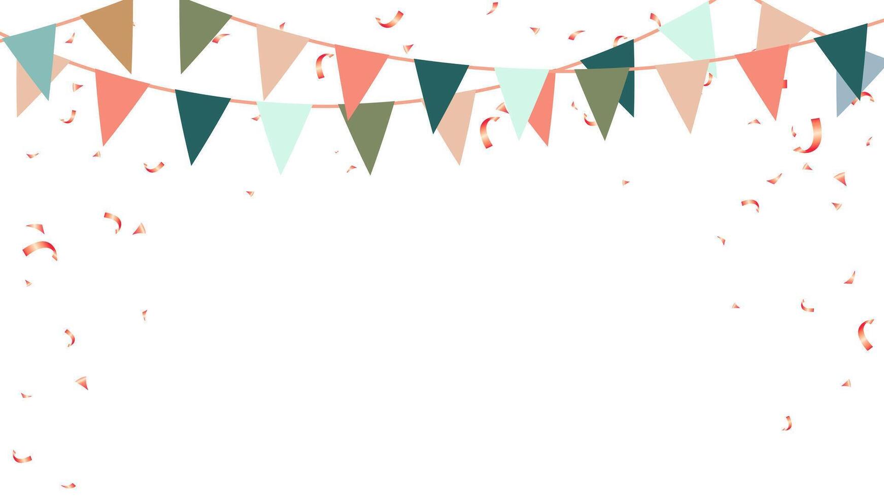 Frame colorful retro bunting garland flag and confetti birthday decoration elements vector
