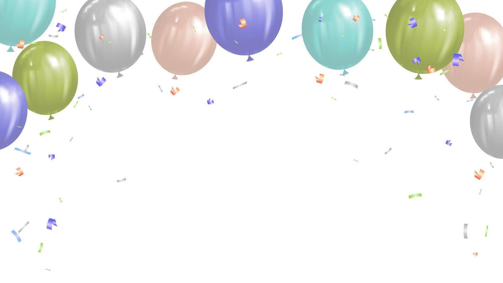 multi-colored vintage tone balloons and confetti for happy birthday, summer and festival vector