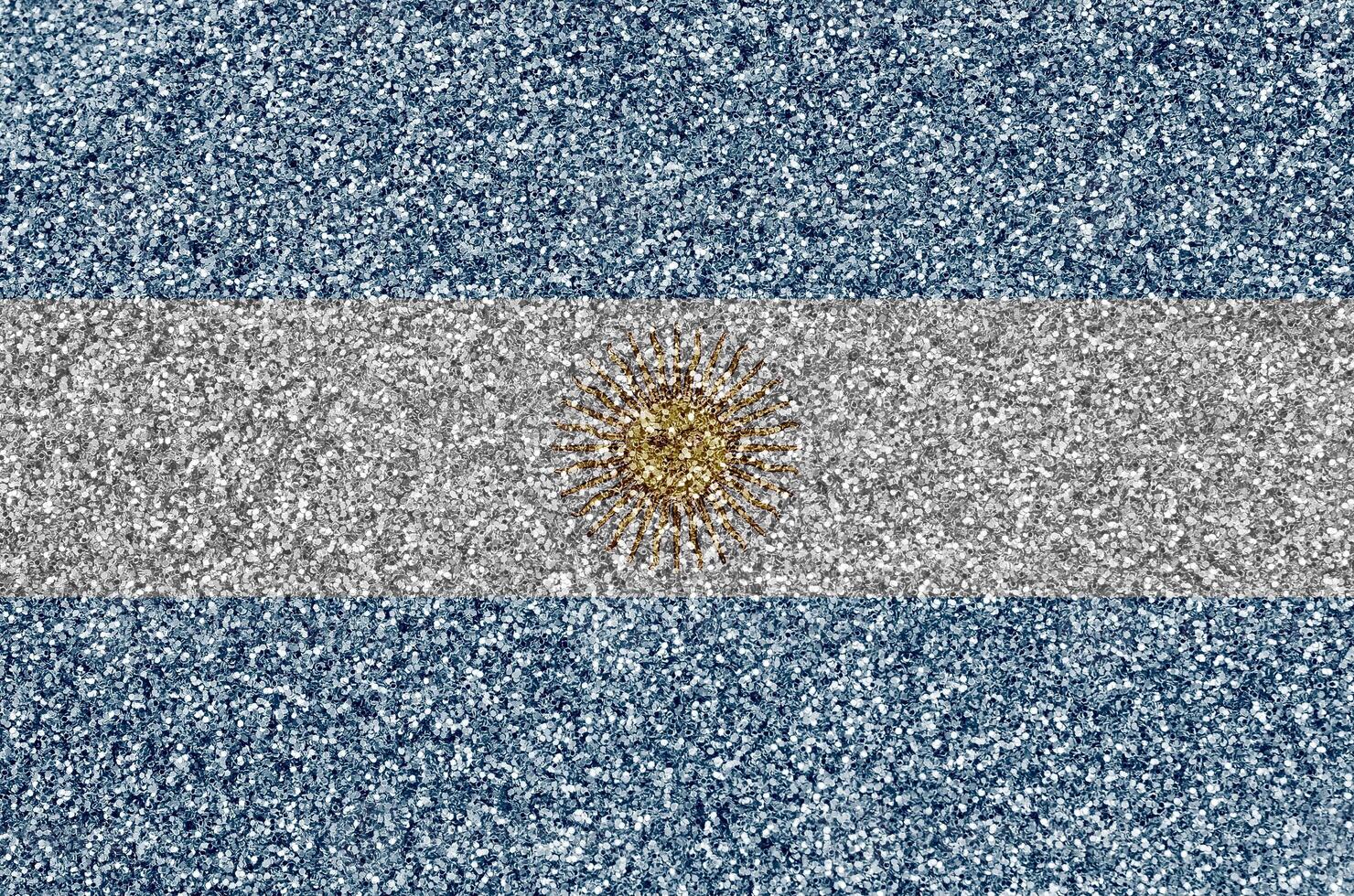 Argentina flag depicted on many small shiny sequins. Colorful festival background for party photo