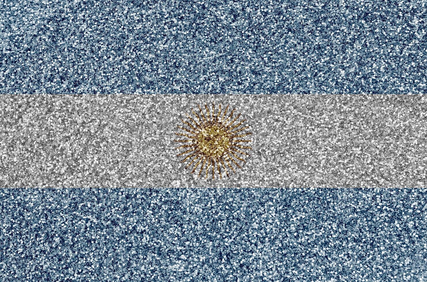 Argentina flag depicted on many small shiny sequins. Colorful festival background for party photo