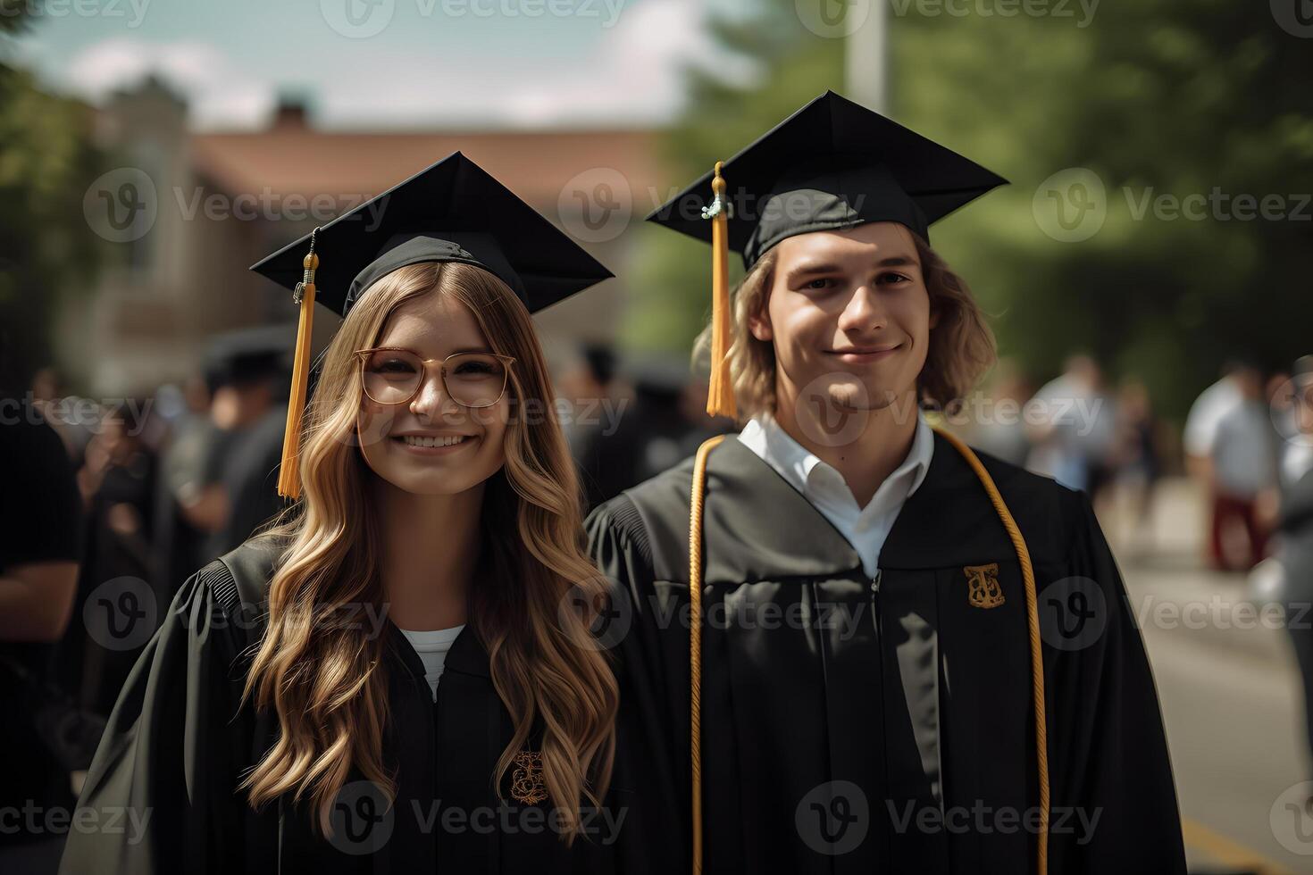 AI generated University graduates. Neural network AI generated photo