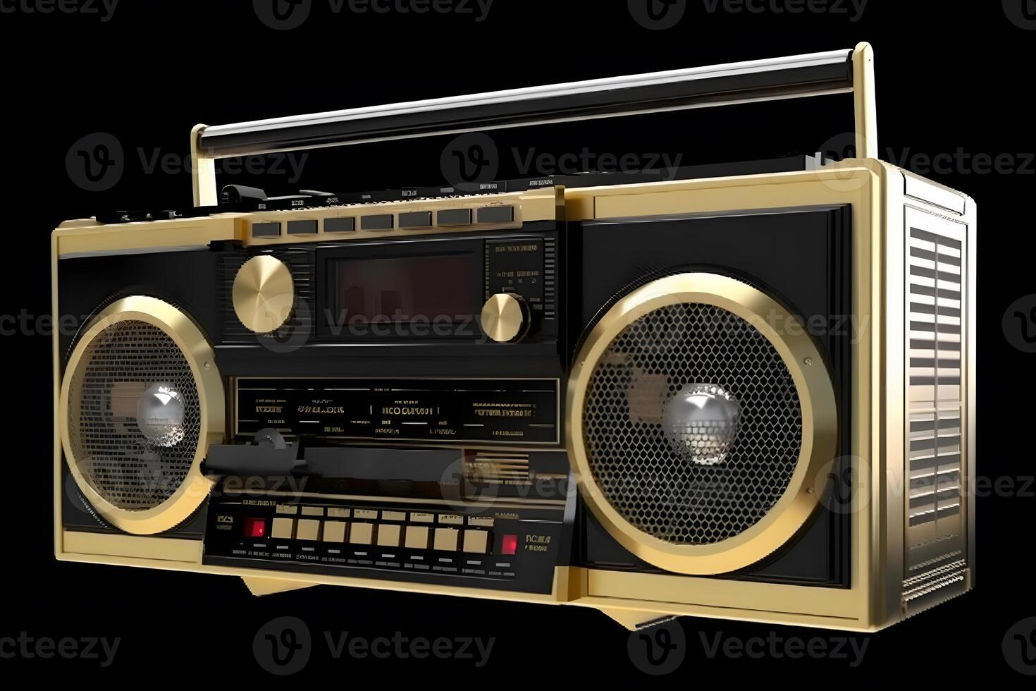 AI generated Retro radio cassette recorder ghetto blaster. Neural network AI generated photo