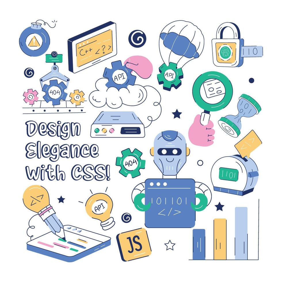 web programación sin costura modelo con codificación y desarrollo elementos vector