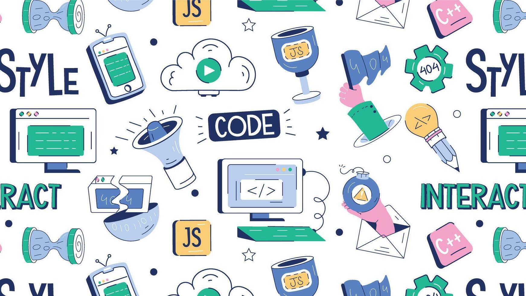 Hand drawn vector showing concepts of programming services, code errors ...