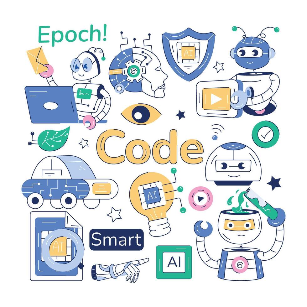 A seamless ai pattern designed with various elements of smart devices and futuristic technology vector