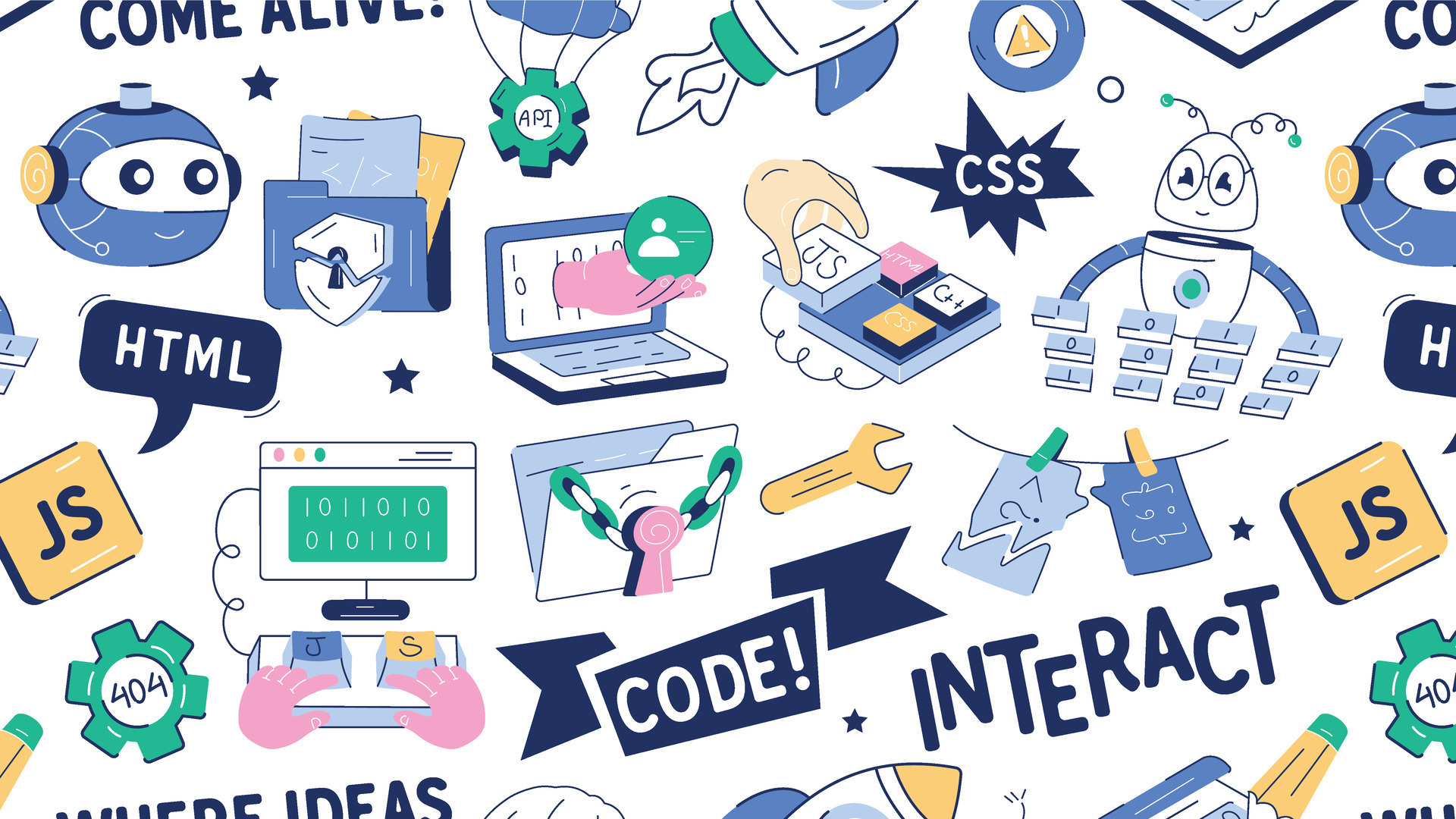 Hand drawn vector showing concepts of programming services, code errors ...