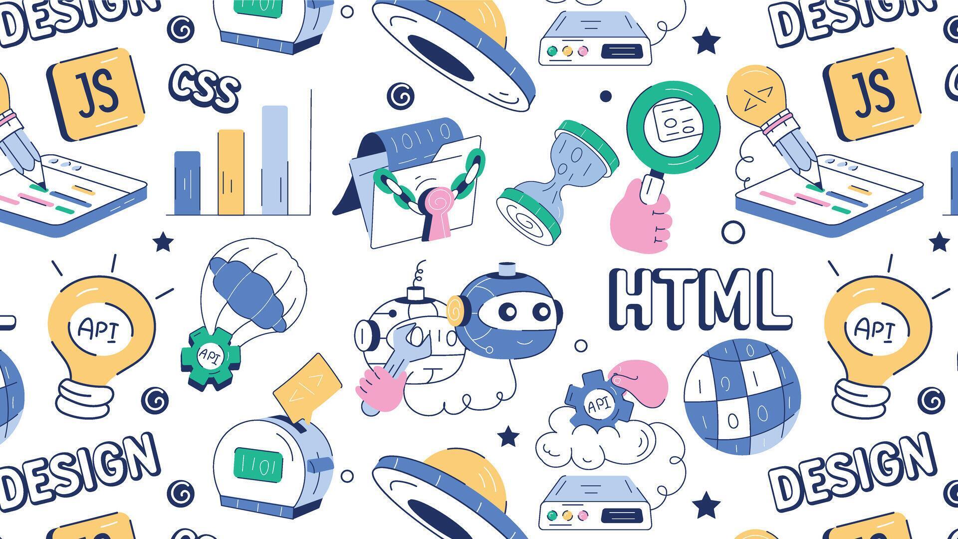 Hand drawn vector showing concepts of programming services, code errors ...