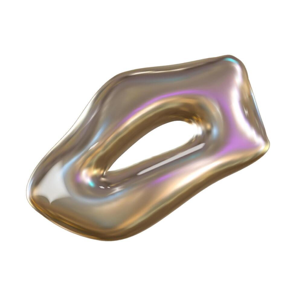 3d y2k chrome glossy silver element. Abstract shape chrome metal render. Y2K form abstract. Vector illustration 3d render.
