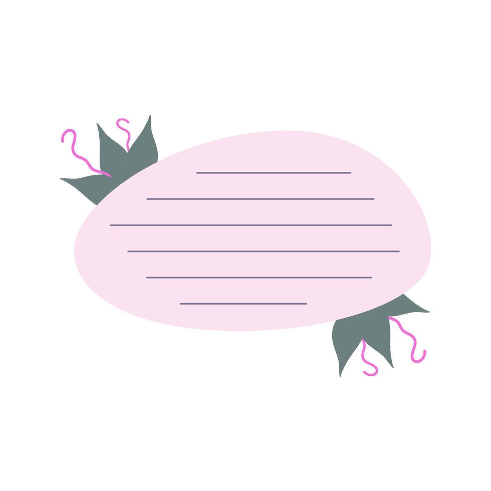 Cute Memo Notebook with flower paper frame for text. Planner sticker element sticky. Flat vector illustration. Cute Notes planner page.