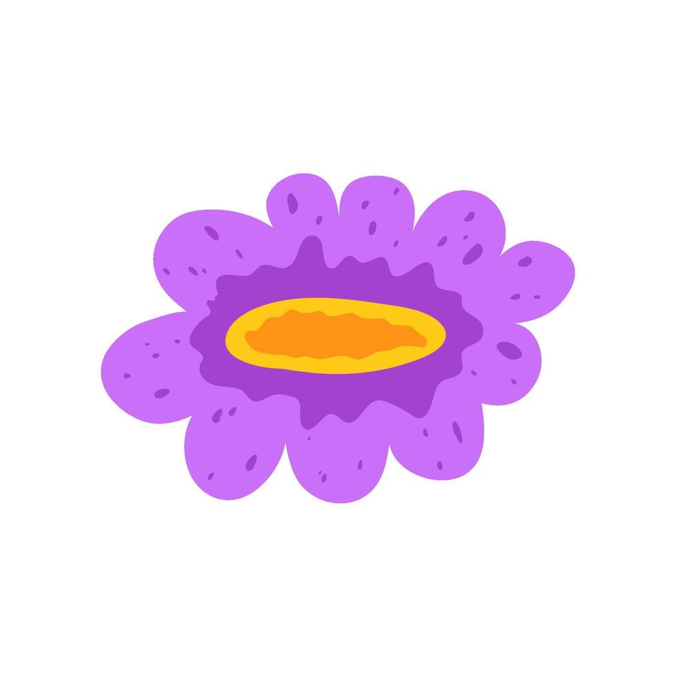 Aesthetic Flora Isolated. Flowers and leaves gentle pastel. Flat vector illustration. Aesthetic hand drawn organic plant purple and pink color.