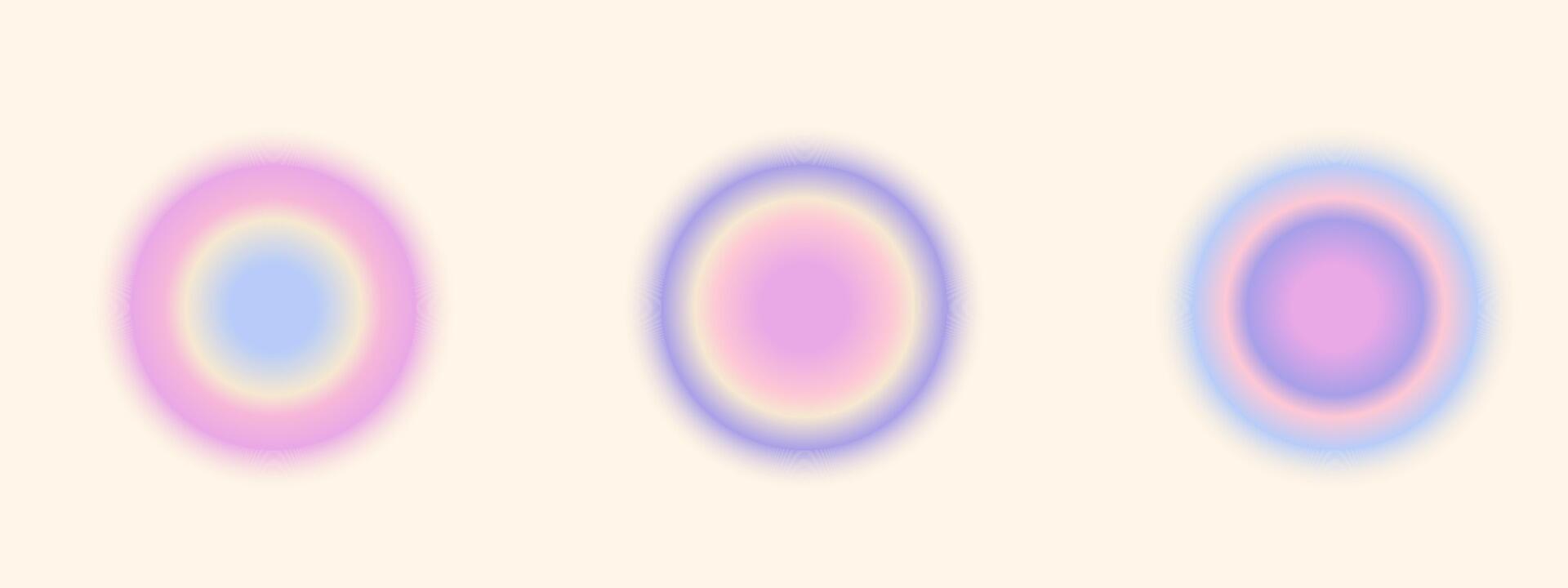 Gradient Y2k shape blur set. Planet blurry aesthetic y2k. Vector pastel form illustration. Aura gradient shape