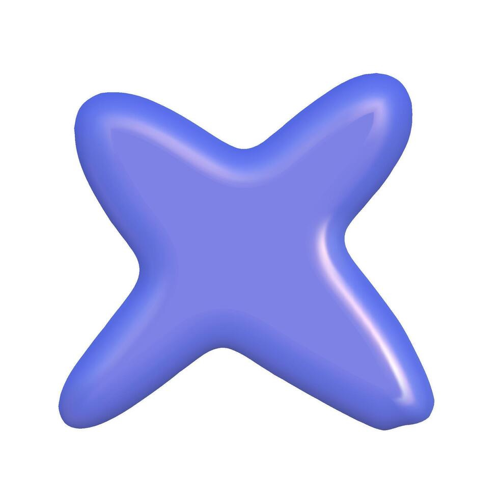3d abstract y2k element. Plastic colorful playful doodle shape. 3d vector render.
