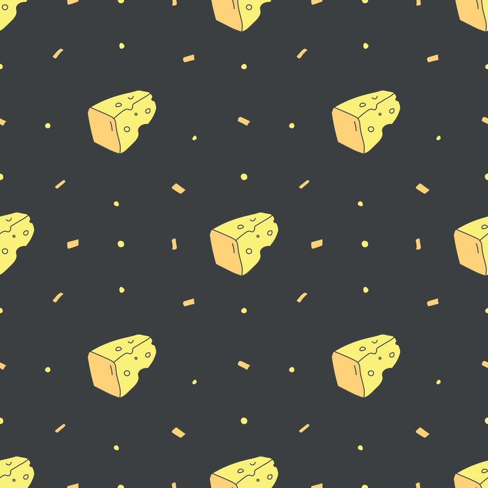 seamless cheese pattern. Drawing doodle background with cheese vector