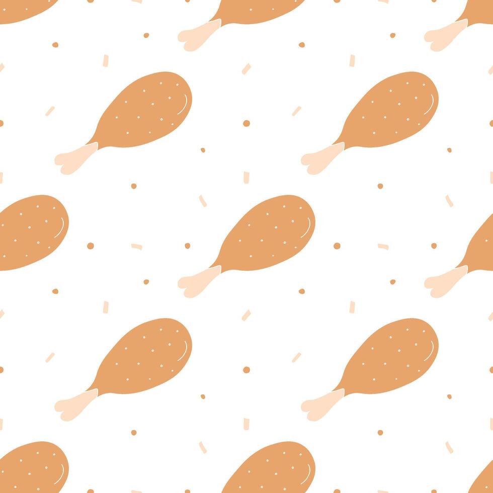 Seamless pattern with chicken legs. meat background. Doodle chicken legs icons. Seamless meat pattern vector