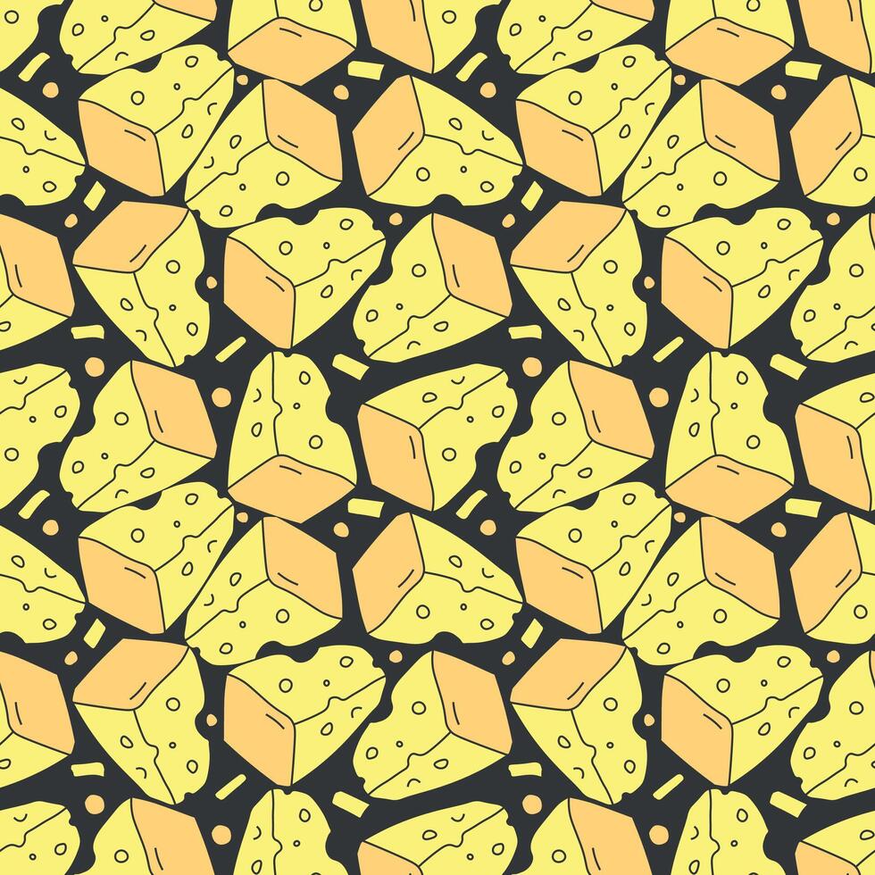 seamless cheese pattern. Drawing doodle background with cheese vector