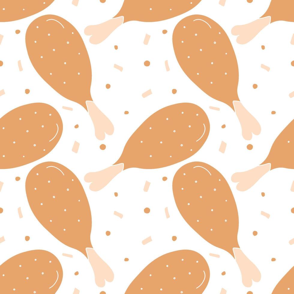 Seamless pattern with chicken legs. meat background. Doodle chicken legs icons. Seamless meat pattern vector