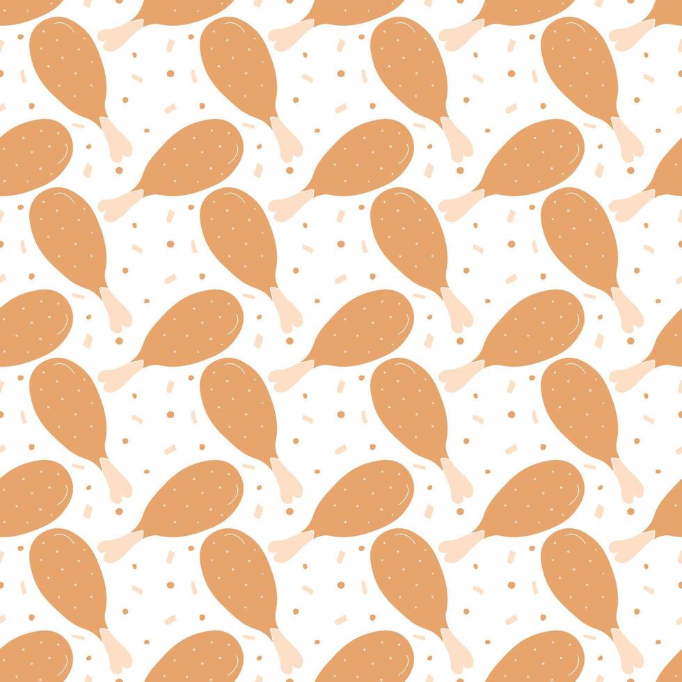 Seamless pattern with chicken legs. meat background. Doodle chicken legs icons. Seamless meat pattern vector