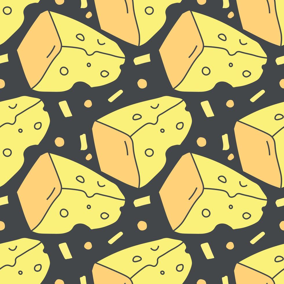 seamless cheese pattern. Drawing doodle background with cheese vector