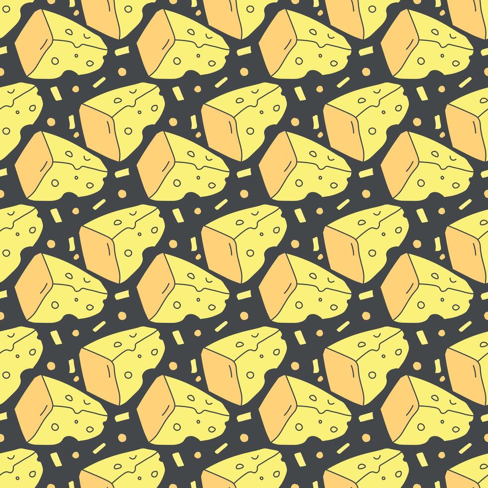 seamless cheese pattern. Drawing doodle background with cheese vector