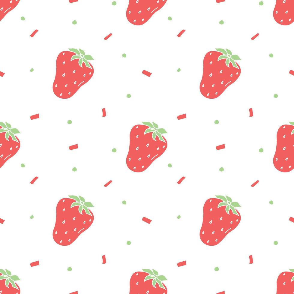 patrón de fresas sin fisuras. vector de fideos con iconos de fresas rojas. patrón de fresas de la vendimia