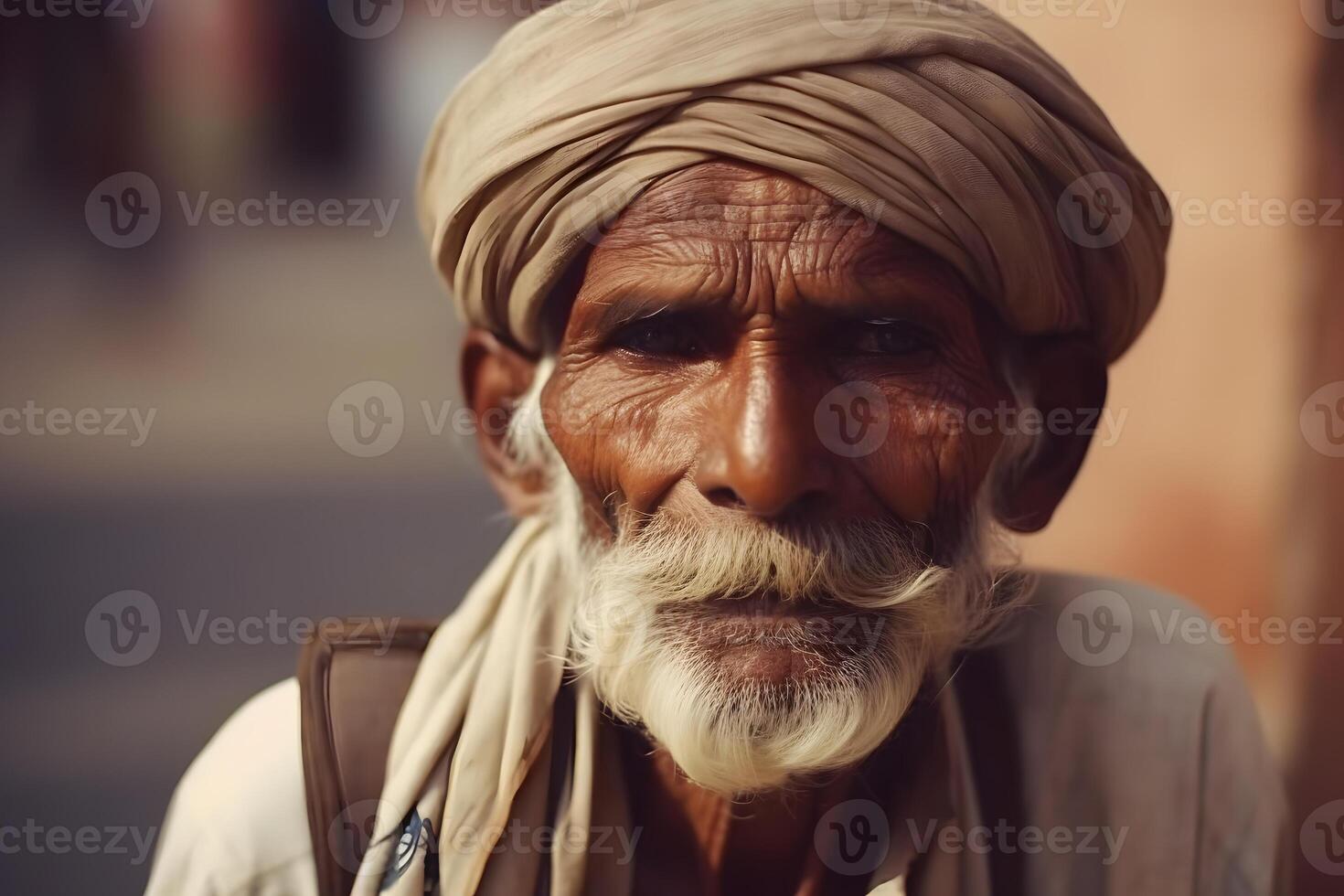 AI generated Portrait of an old Hindu man. Neural network AI generated photo