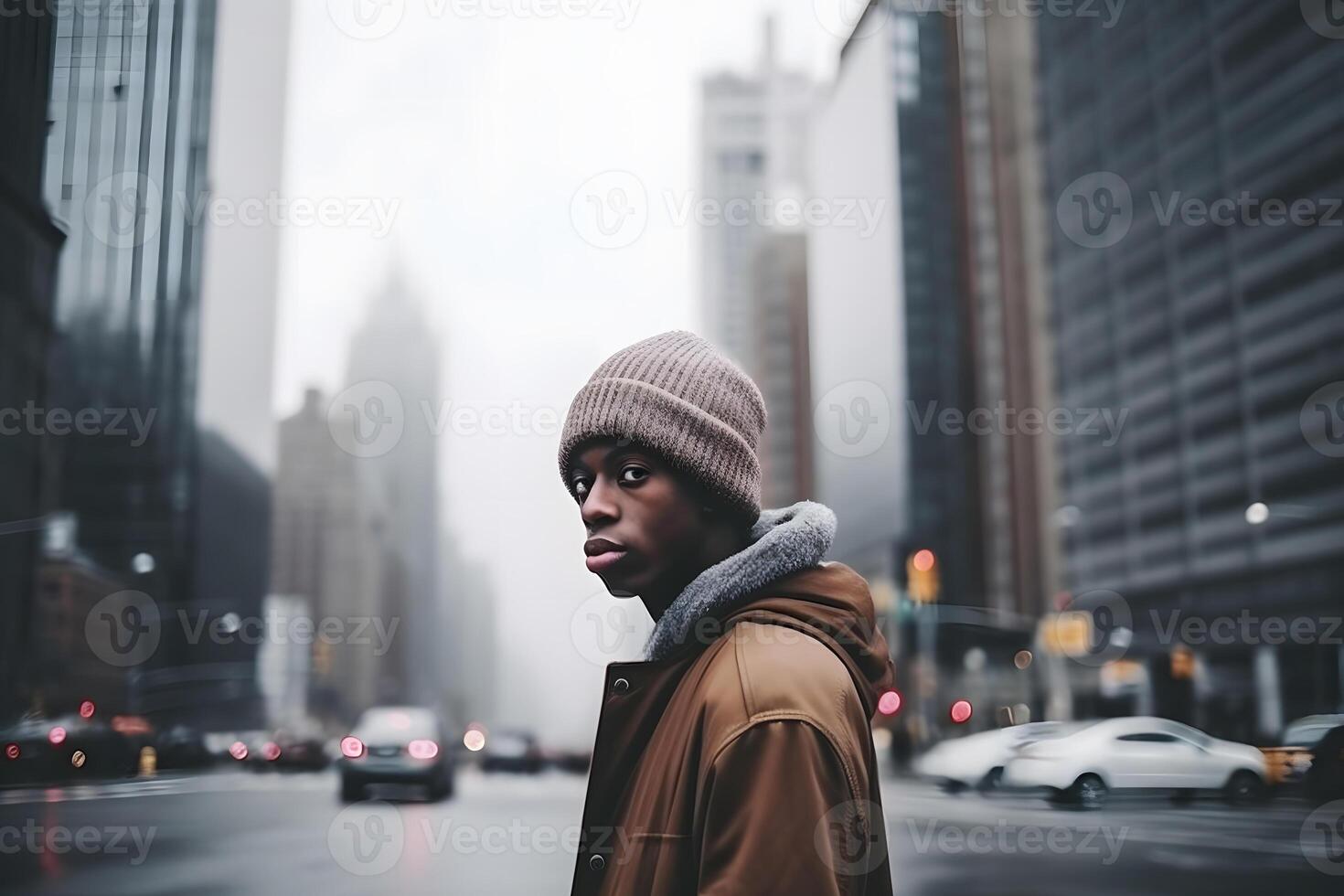 AI generated Portrait of positive senior African American man. Neural network AI generated photo