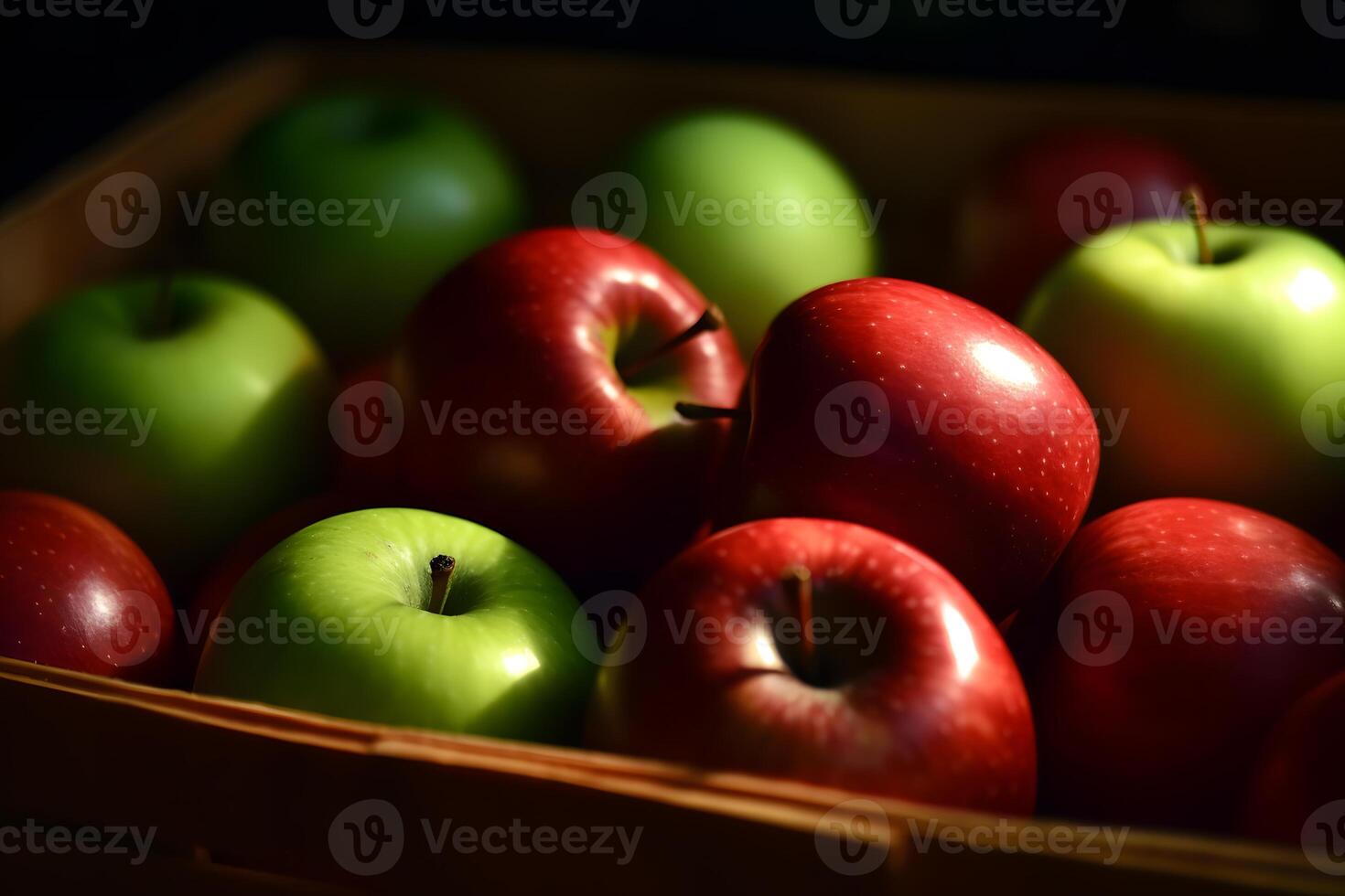 AI generated Lots of green and red apples background. Neural network AI generated photo