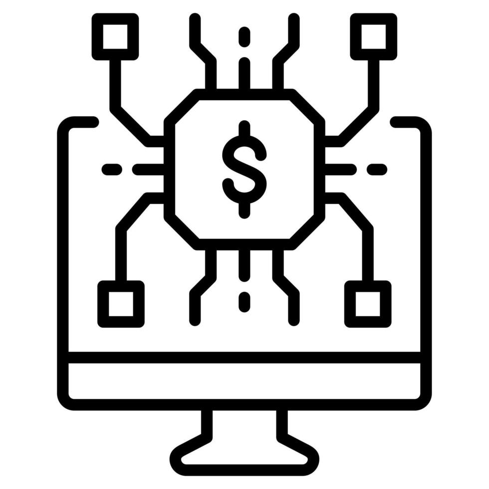 Digital Finance icon line vector illustration