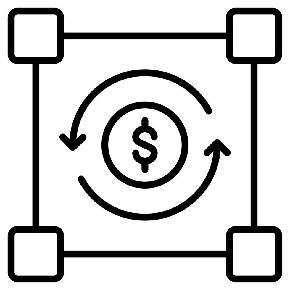 blockchain Finanzas icono línea vector ilustración