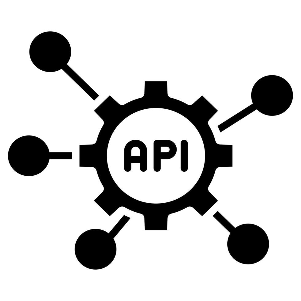 api integración icono línea vector ilustración