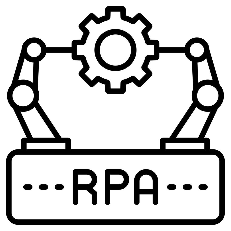 robótico proceso automatización icono línea vector ilustración