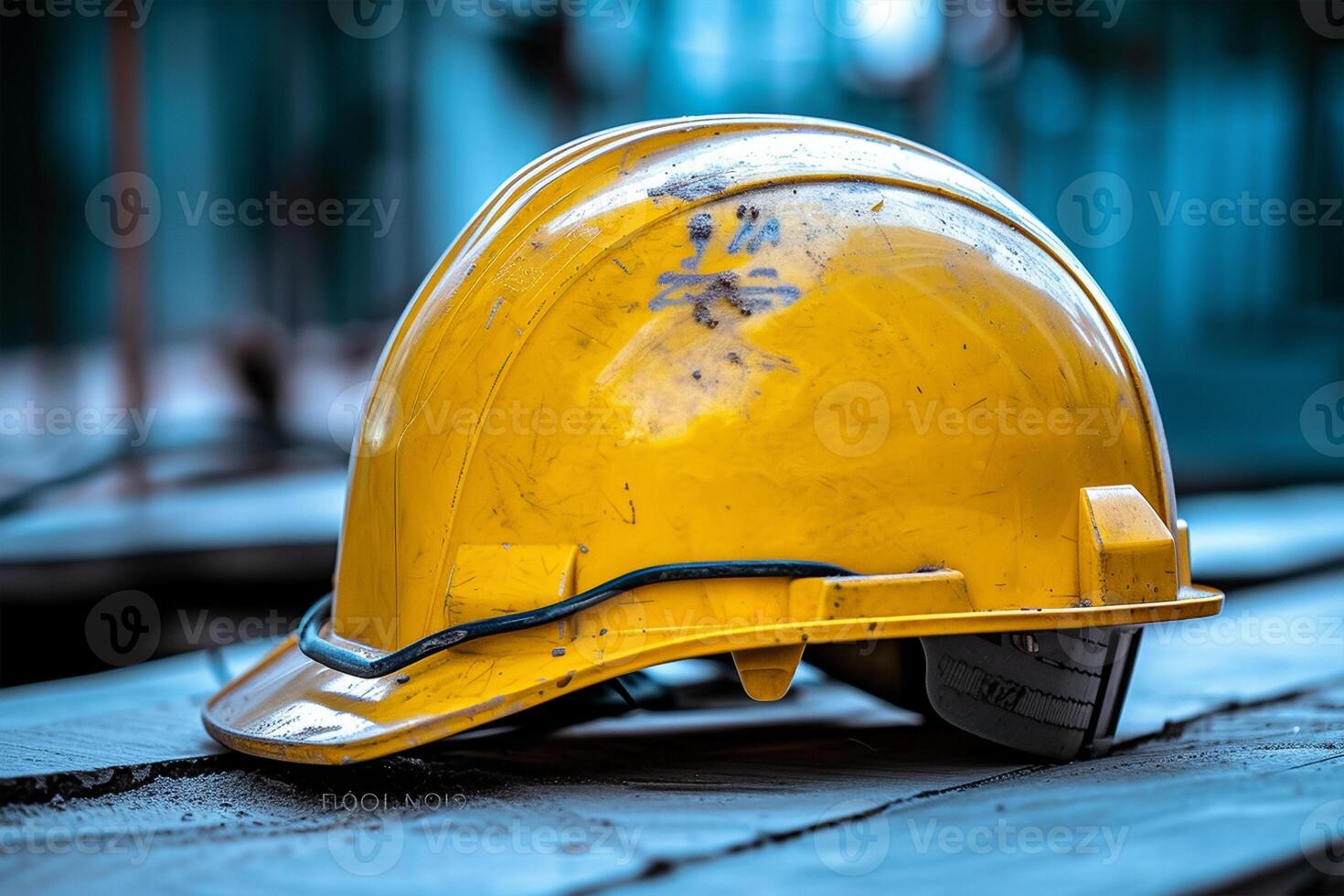 ai generado construcción casco es un símbolo de la seguridad en el lugar de trabajo. conjunto de herramientas. la seguridad concepto selectivo enfocar. bricolaje foto