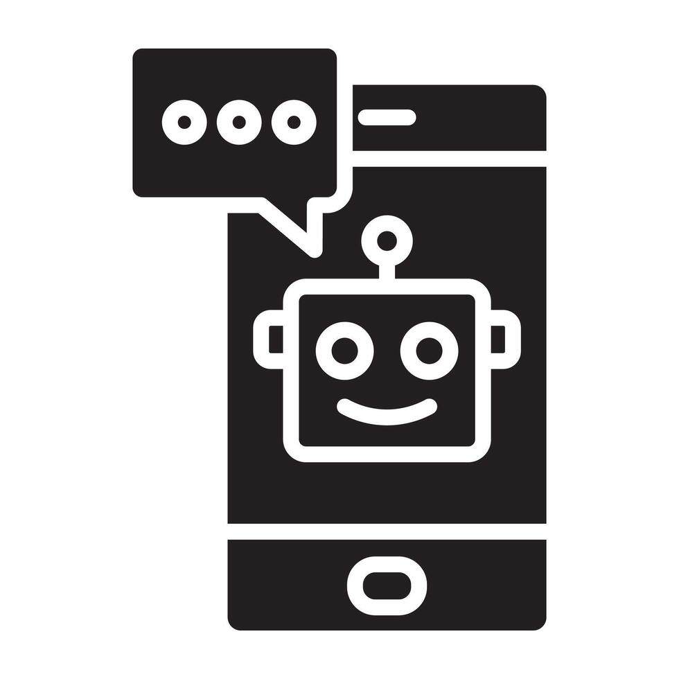 chat bot on Mobile phone icon. vector