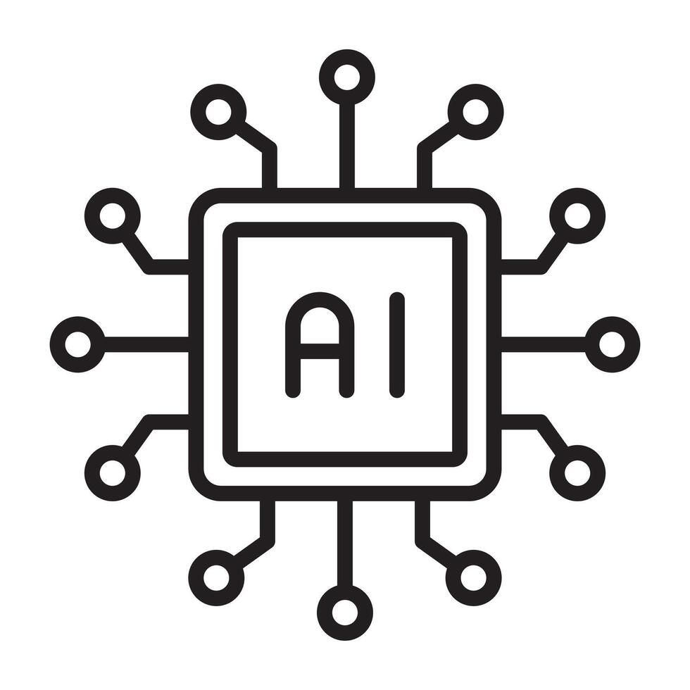 Artificial intelligence ai processor chip icon. vector