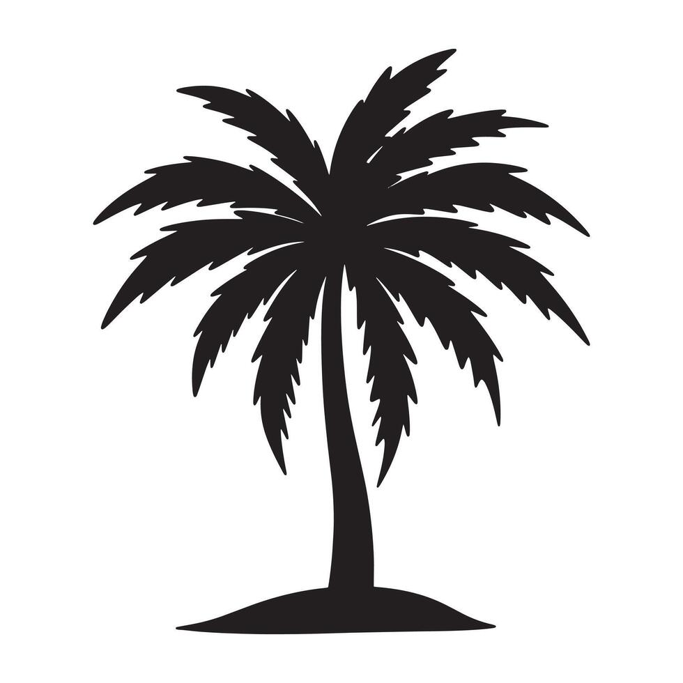 Coconut palm tree silhouette. vector