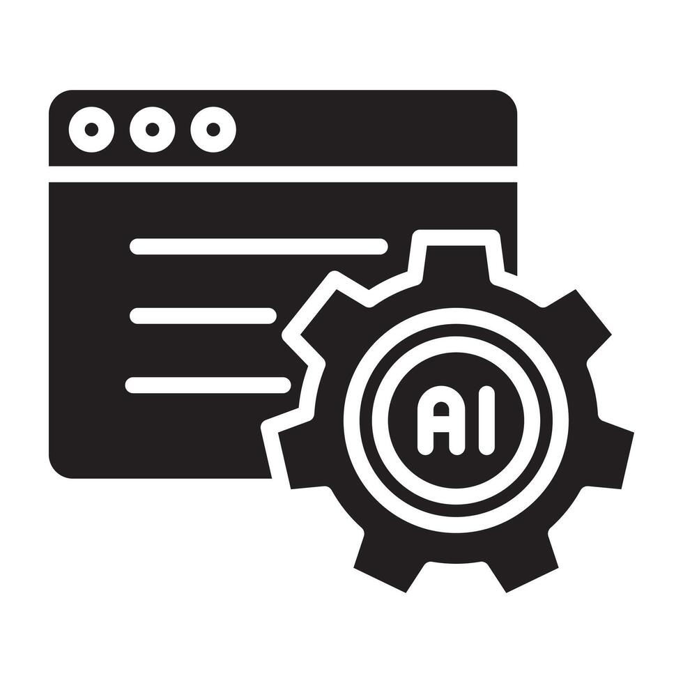 Web browser with ai artificial intelligence icon. vector