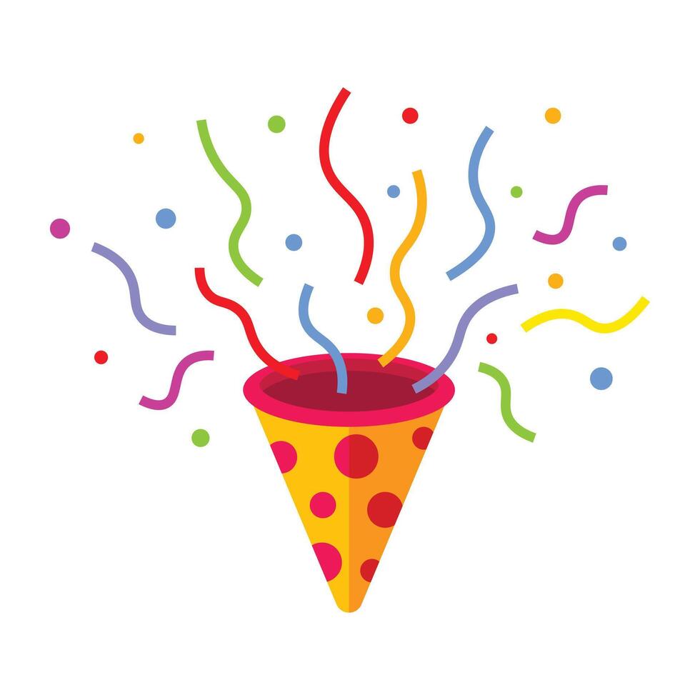 Party confetti popper exploding birthday. vector