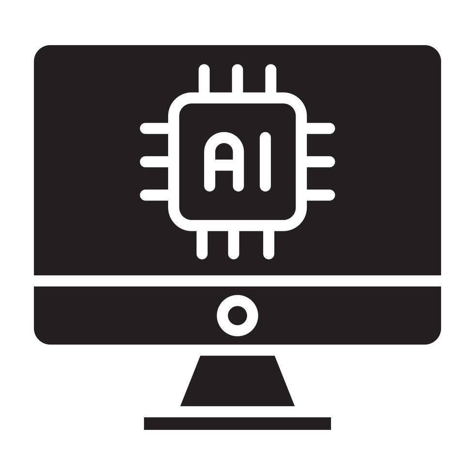 computer with ai artificial intelligence icon vector