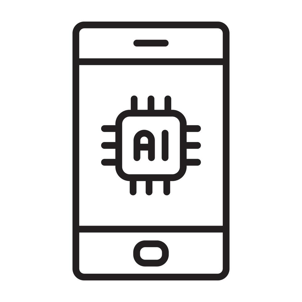 Artificial intelligence smart phone ai icon. vector