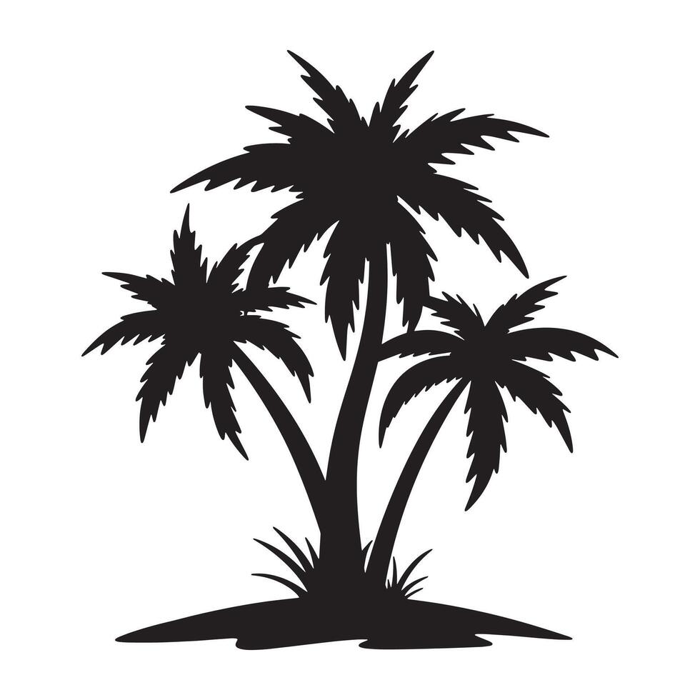 Coconut palm tree silhouette. vector