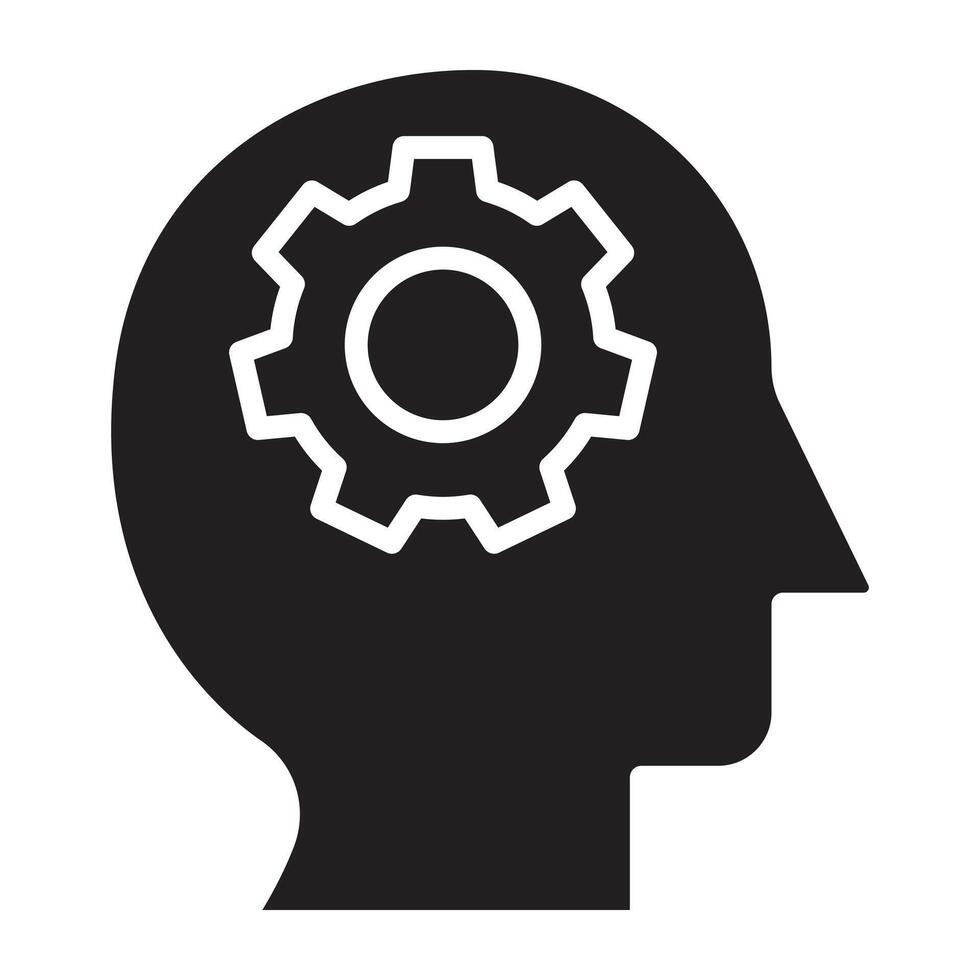 human head with mechanical gear icon. vector