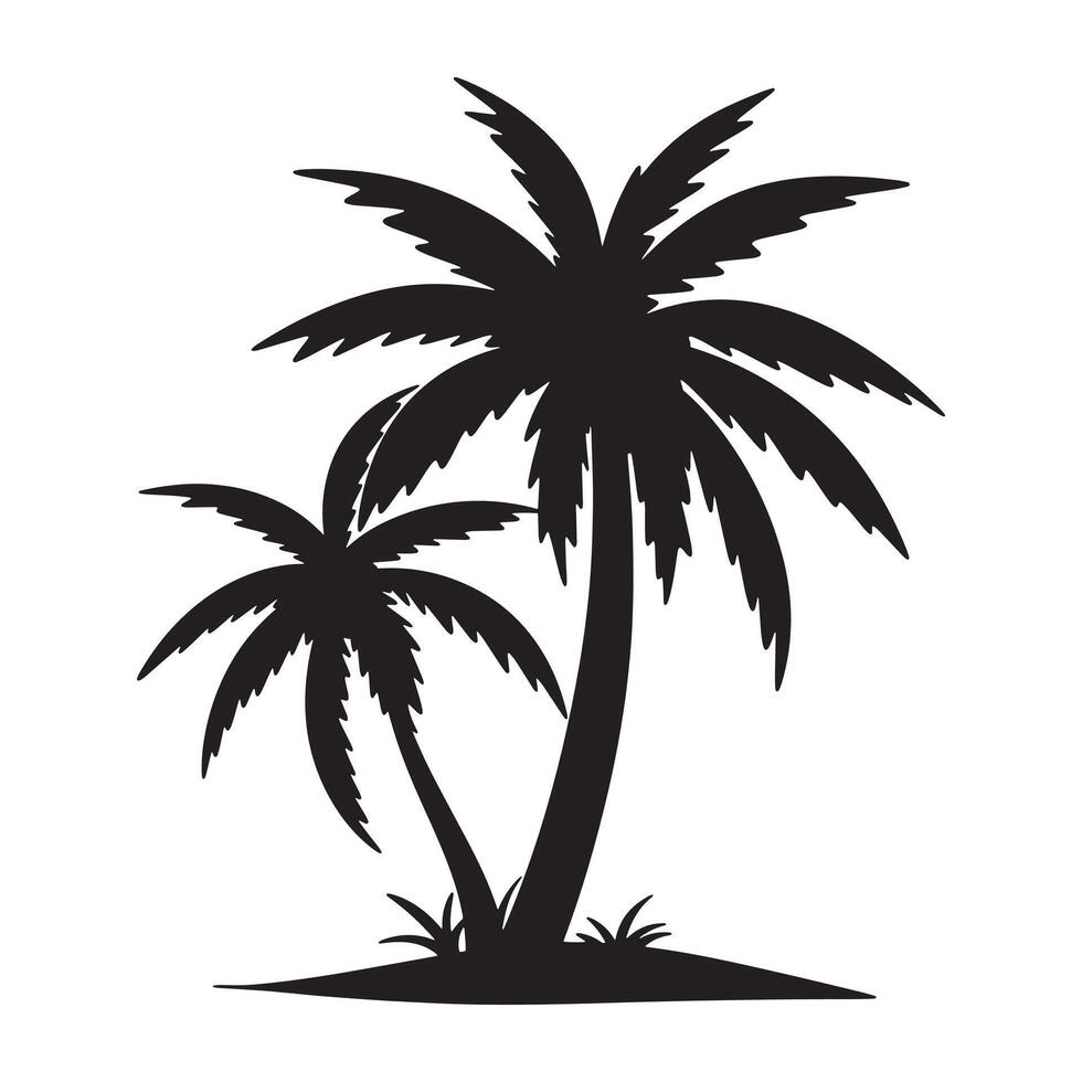 Coconut palm tree silhouette. vector