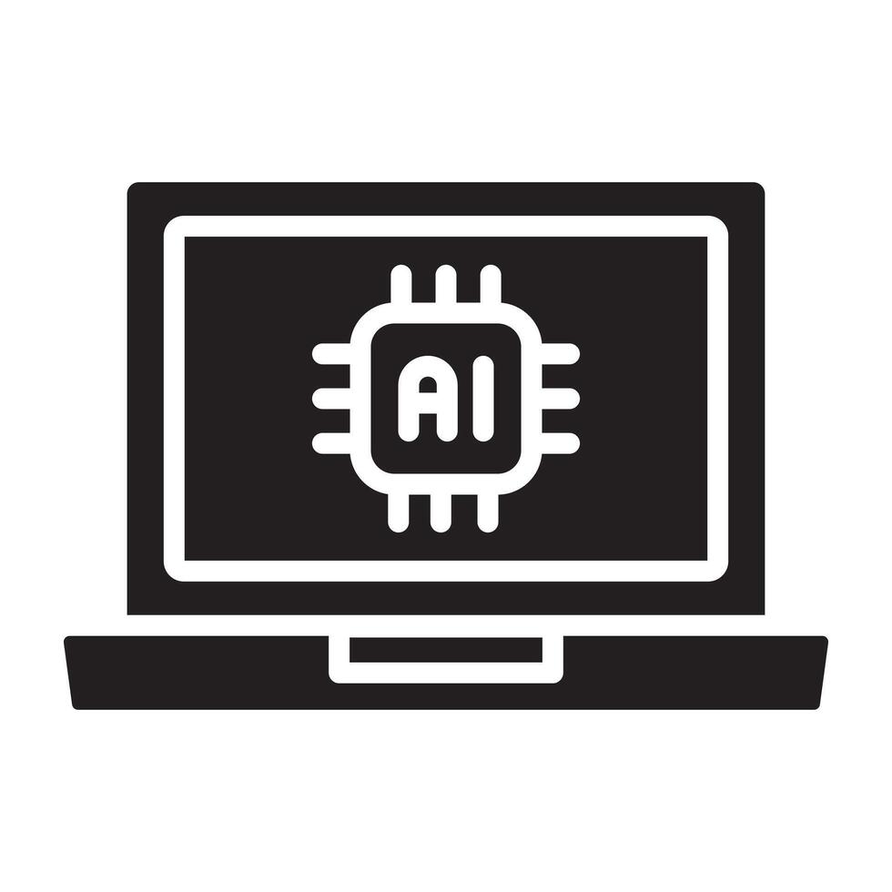 Artificial intelligence laptop ai icon. vector